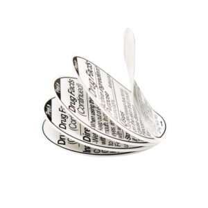 Custom multi-layer booklet label with peel and reseal pages