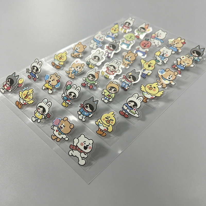 Die-cut custom cartoon stickers in sheet format