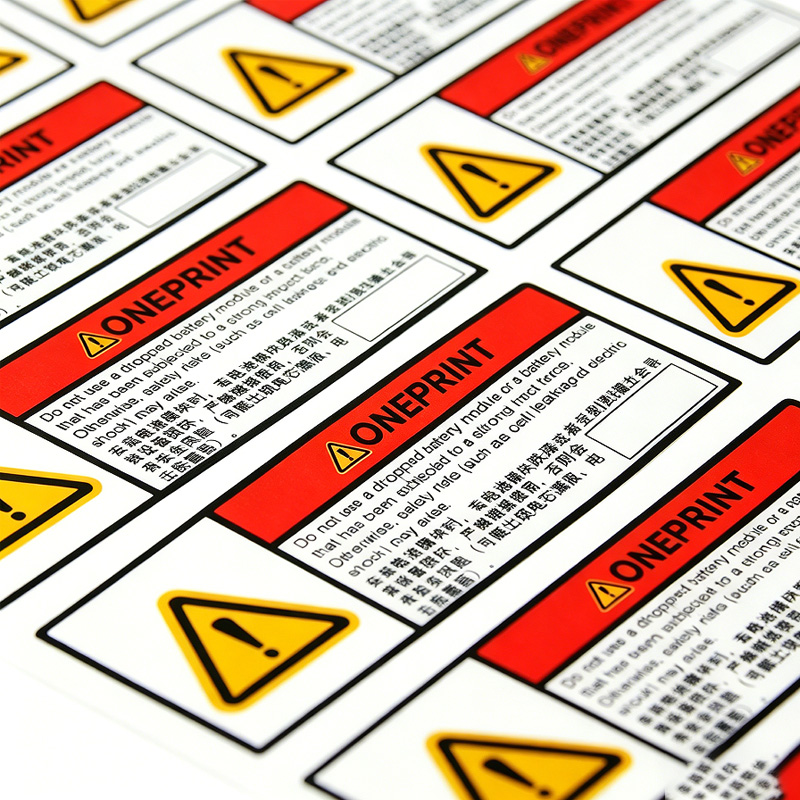 Bulk custom warning labels printed with variable data fields