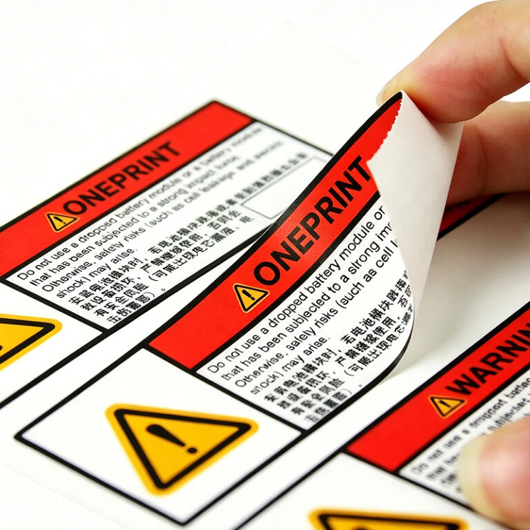 Custom warning label rolls and sheets for industrial packaging