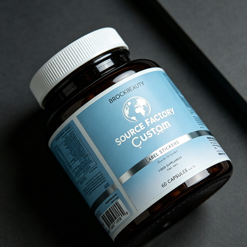 Roll-fed custom vinyl labels with detailed back panel printing