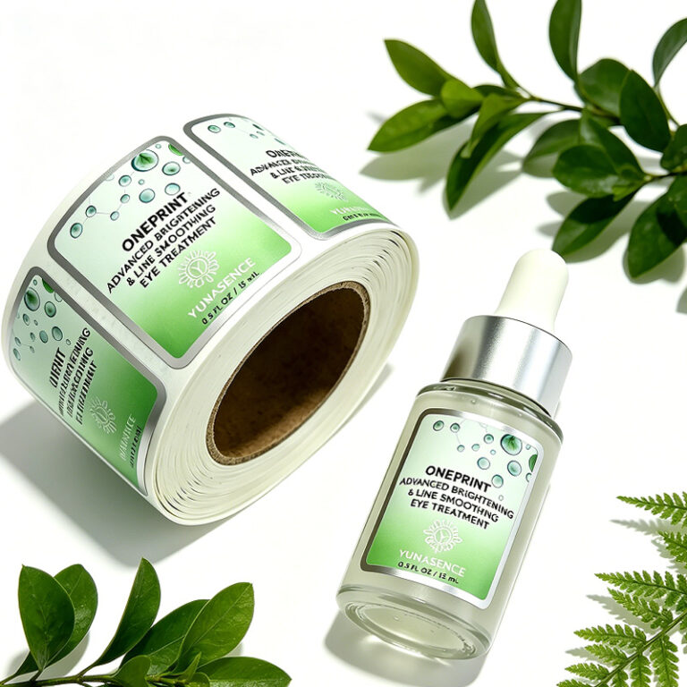 Waterproof vinyl bottle labels with roll packaging