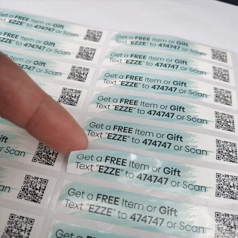 Custom promotional QR code labels in sheet format
