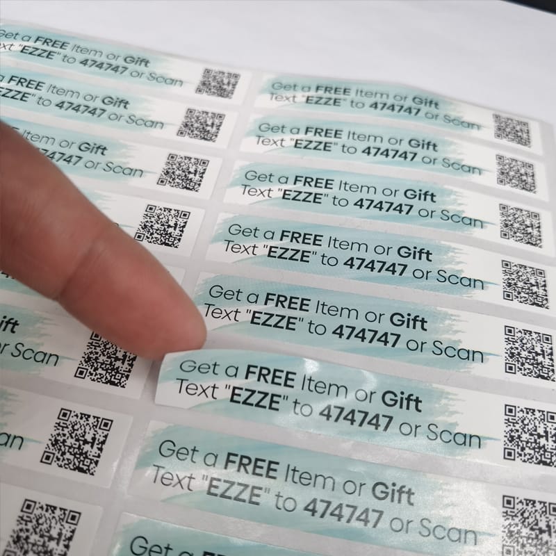 Custom promotional QR code labels in sheet format
