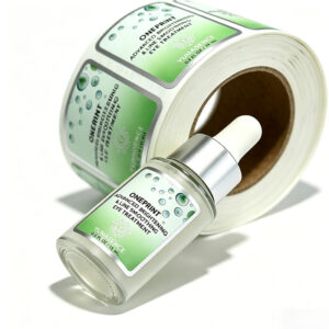 Custom vinyl labels for cosmetic bottles in roll format