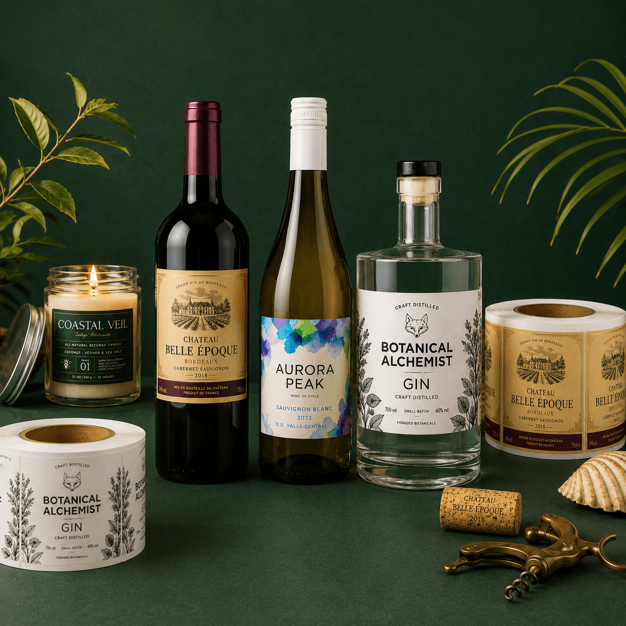 Premium textured wine label paper samples...