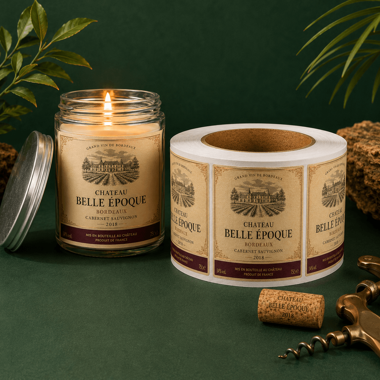 Professional custom label packaging solution on a roll for glass bottles